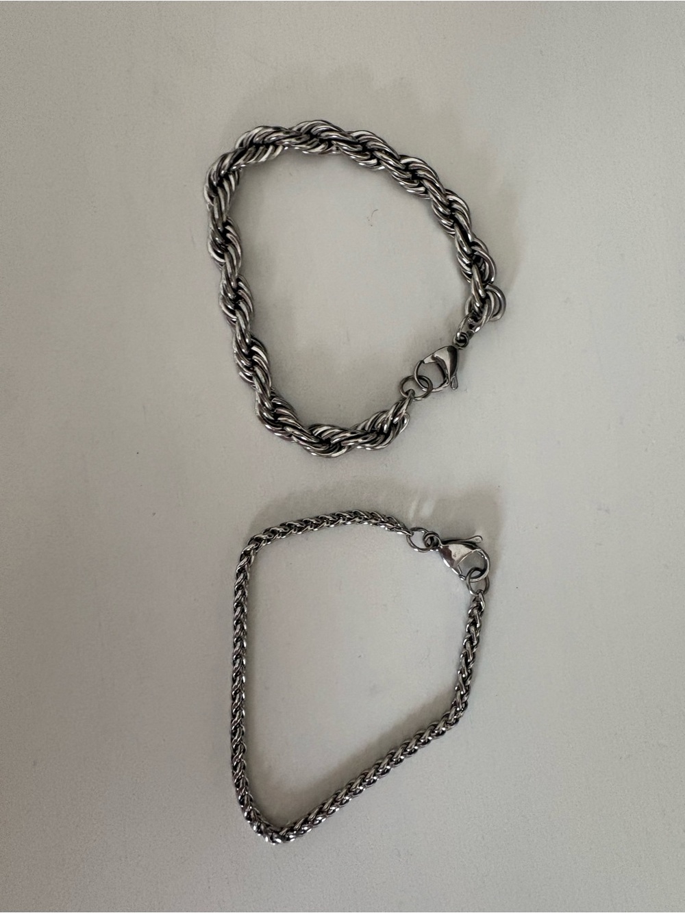 Silver Rope & Chain Bracelet Duo for Women